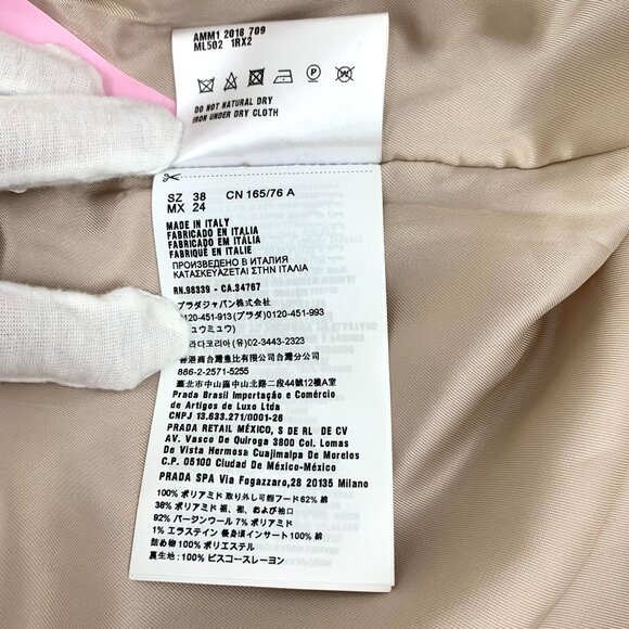 Miu Miu Pink Long-Sleeved Bomber Jacket W/ White Attached Hoodie & Zipper Closur - Picture 4 of 8